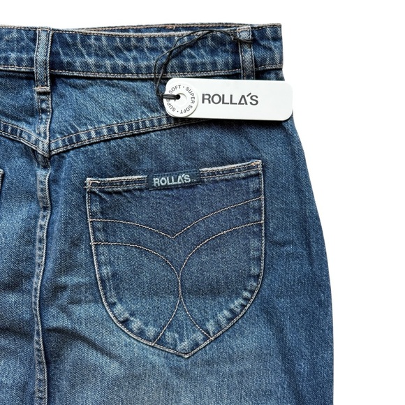 ROLLA’S Women's Chicago Denim Skirt Sz 31 Vintage Blue Casual Stretch Front Slit - Picture 12 of 13